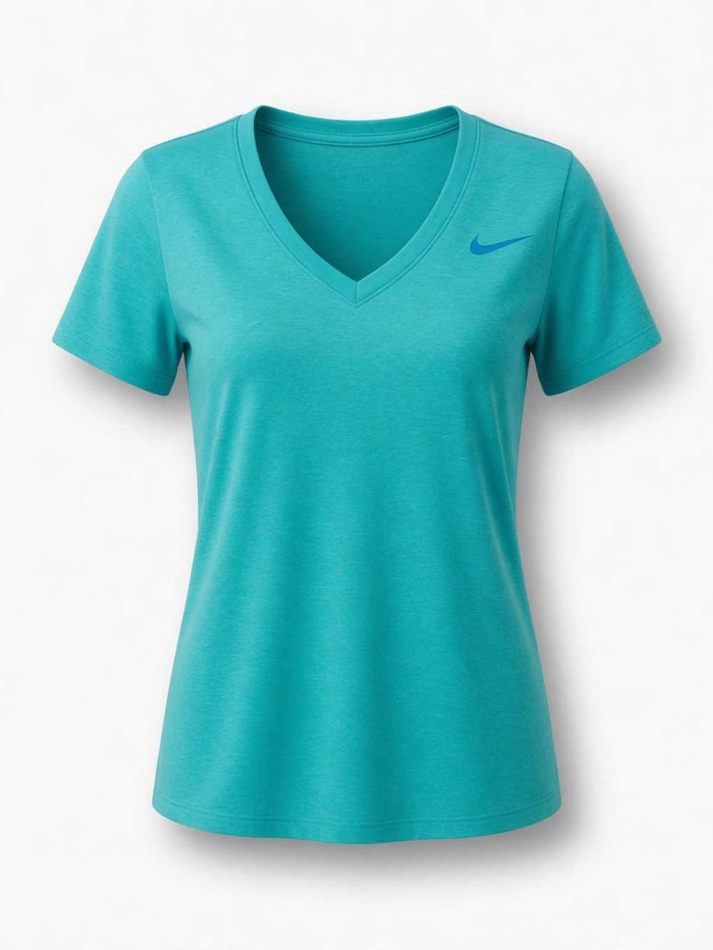 Nike Shirt Womens L Blue Dri Fit Short Sleeve Athletic Fit V-neck Tee